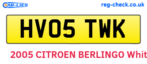 HV05TWK are the vehicle registration plates.