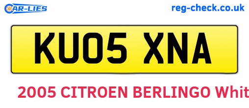 KU05XNA are the vehicle registration plates.