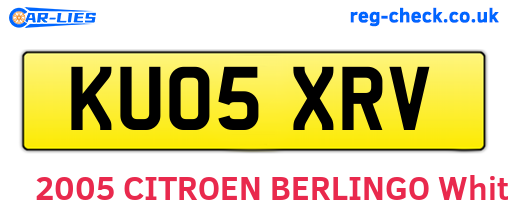KU05XRV are the vehicle registration plates.