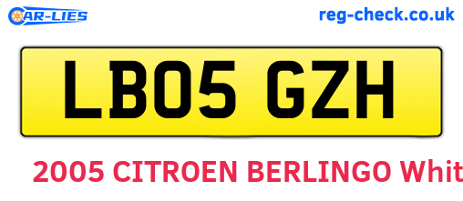LB05GZH are the vehicle registration plates.