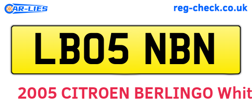 LB05NBN are the vehicle registration plates.