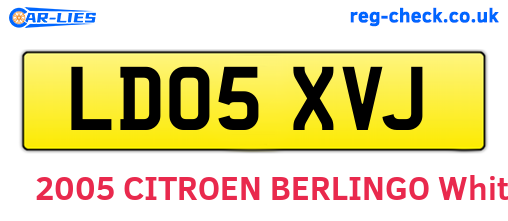LD05XVJ are the vehicle registration plates.