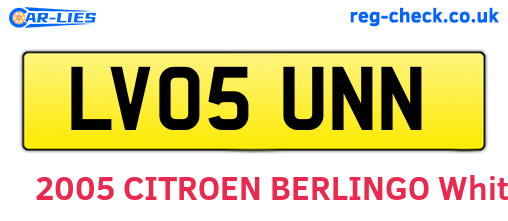 LV05UNN are the vehicle registration plates.