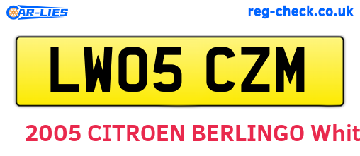 LW05CZM are the vehicle registration plates.