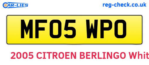 MF05WPO are the vehicle registration plates.