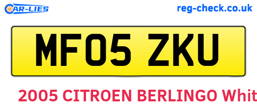 MF05ZKU are the vehicle registration plates.