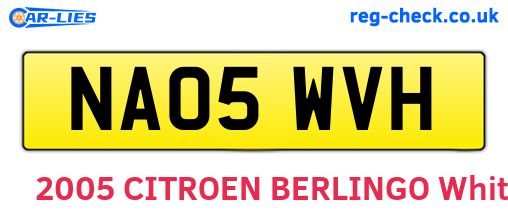 NA05WVH are the vehicle registration plates.