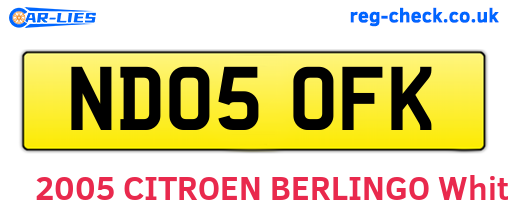 ND05OFK are the vehicle registration plates.