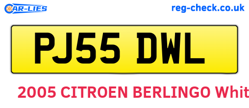 PJ55DWL are the vehicle registration plates.