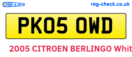 PK05OWD are the vehicle registration plates.