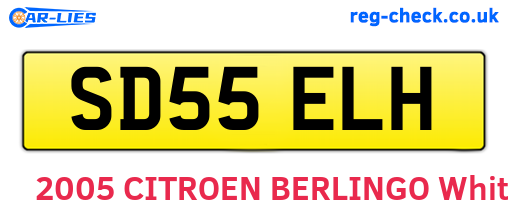 SD55ELH are the vehicle registration plates.