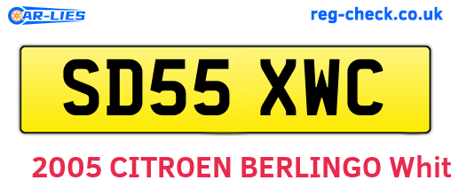 SD55XWC are the vehicle registration plates.