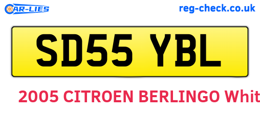 SD55YBL are the vehicle registration plates.
