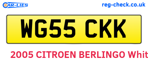WG55CKK are the vehicle registration plates.