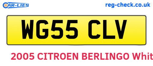 WG55CLV are the vehicle registration plates.