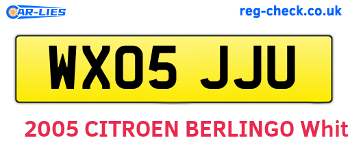 WX05JJU are the vehicle registration plates.