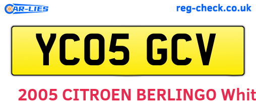 YC05GCV are the vehicle registration plates.