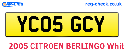 YC05GCY are the vehicle registration plates.