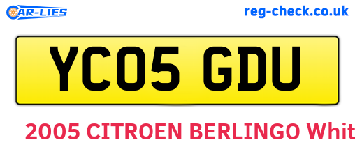 YC05GDU are the vehicle registration plates.