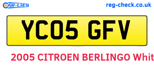 YC05GFV are the vehicle registration plates.