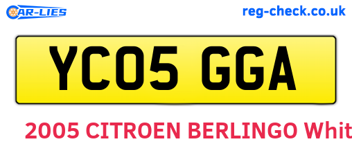 YC05GGA are the vehicle registration plates.