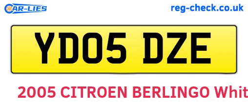 YD05DZE are the vehicle registration plates.
