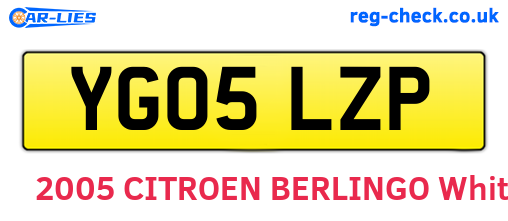YG05LZP are the vehicle registration plates.