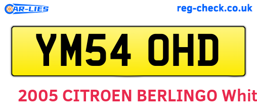 YM54OHD are the vehicle registration plates.