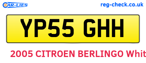 YP55GHH are the vehicle registration plates.