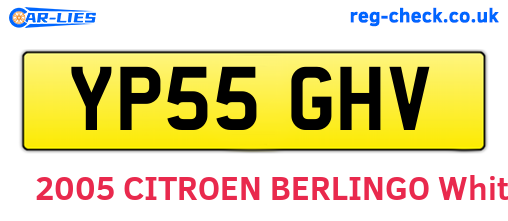 YP55GHV are the vehicle registration plates.