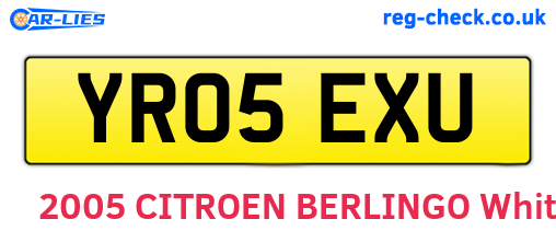 YR05EXU are the vehicle registration plates.