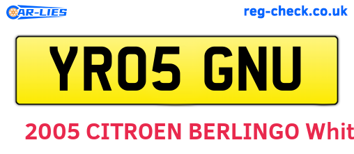 YR05GNU are the vehicle registration plates.