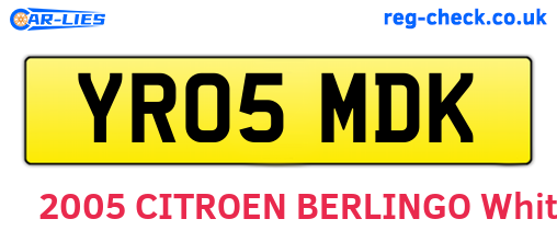 YR05MDK are the vehicle registration plates.