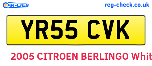 YR55CVK are the vehicle registration plates.