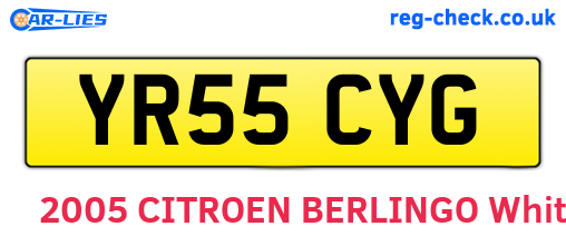 YR55CYG are the vehicle registration plates.