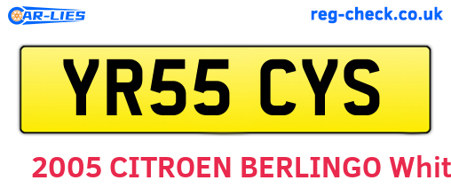 YR55CYS are the vehicle registration plates.