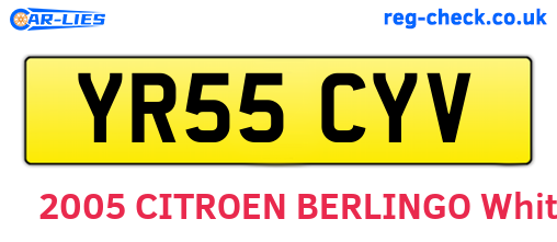 YR55CYV are the vehicle registration plates.