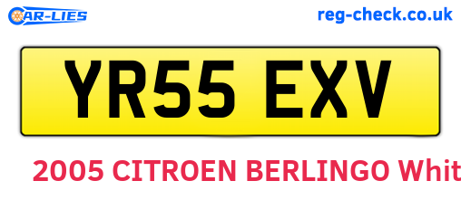 YR55EXV are the vehicle registration plates.