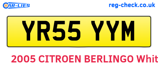 YR55YYM are the vehicle registration plates.