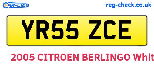 YR55ZCE are the vehicle registration plates.