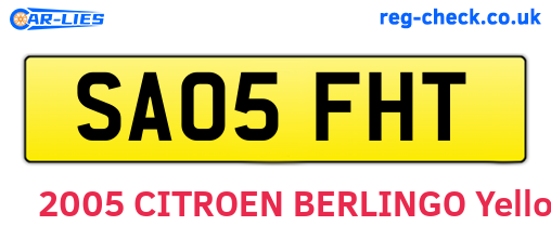 SA05FHT are the vehicle registration plates.