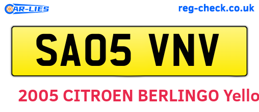 SA05VNV are the vehicle registration plates.