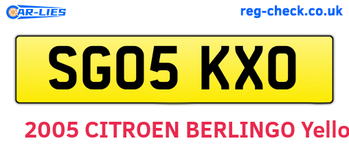 SG05KXO are the vehicle registration plates.