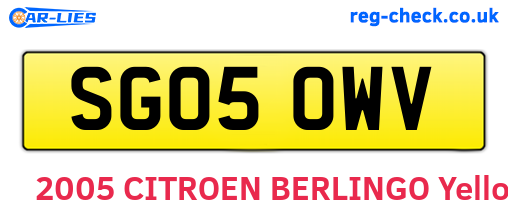 SG05OWV are the vehicle registration plates.