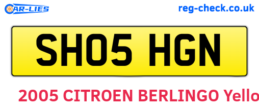 SH05HGN are the vehicle registration plates.
