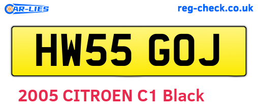 HW55GOJ are the vehicle registration plates.
