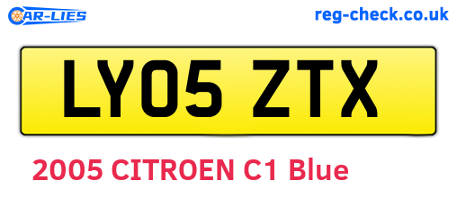 LY05ZTX are the vehicle registration plates.