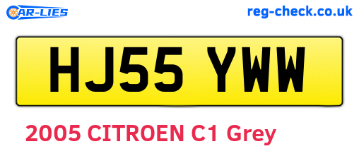 HJ55YWW are the vehicle registration plates.