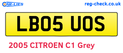 LB05UOS are the vehicle registration plates.