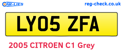 LY05ZFA are the vehicle registration plates.